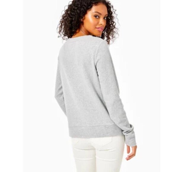 Lilly Pulitzer Rami Graphic Sweatshirt Top Merry Embellished Cotton XS 266616 - Picture 2 of 7